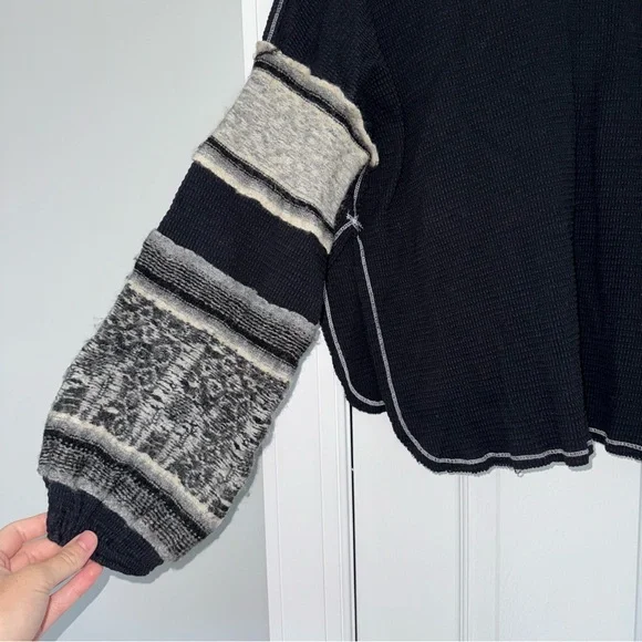 Free People Black and Gray Patterned Sweater - Picture 4 of 7
